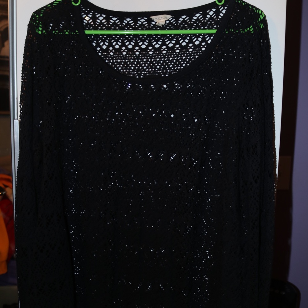 Black lace long sleeve top